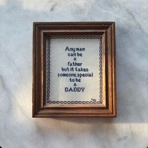 Brown Framed Daddy Hand Stitched Quote Decor